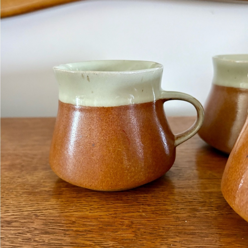 Vintage Cerval Stoneware Mugs & Creamer Set | Rust Brown | 1970s Pottery - Picture 2 of 7